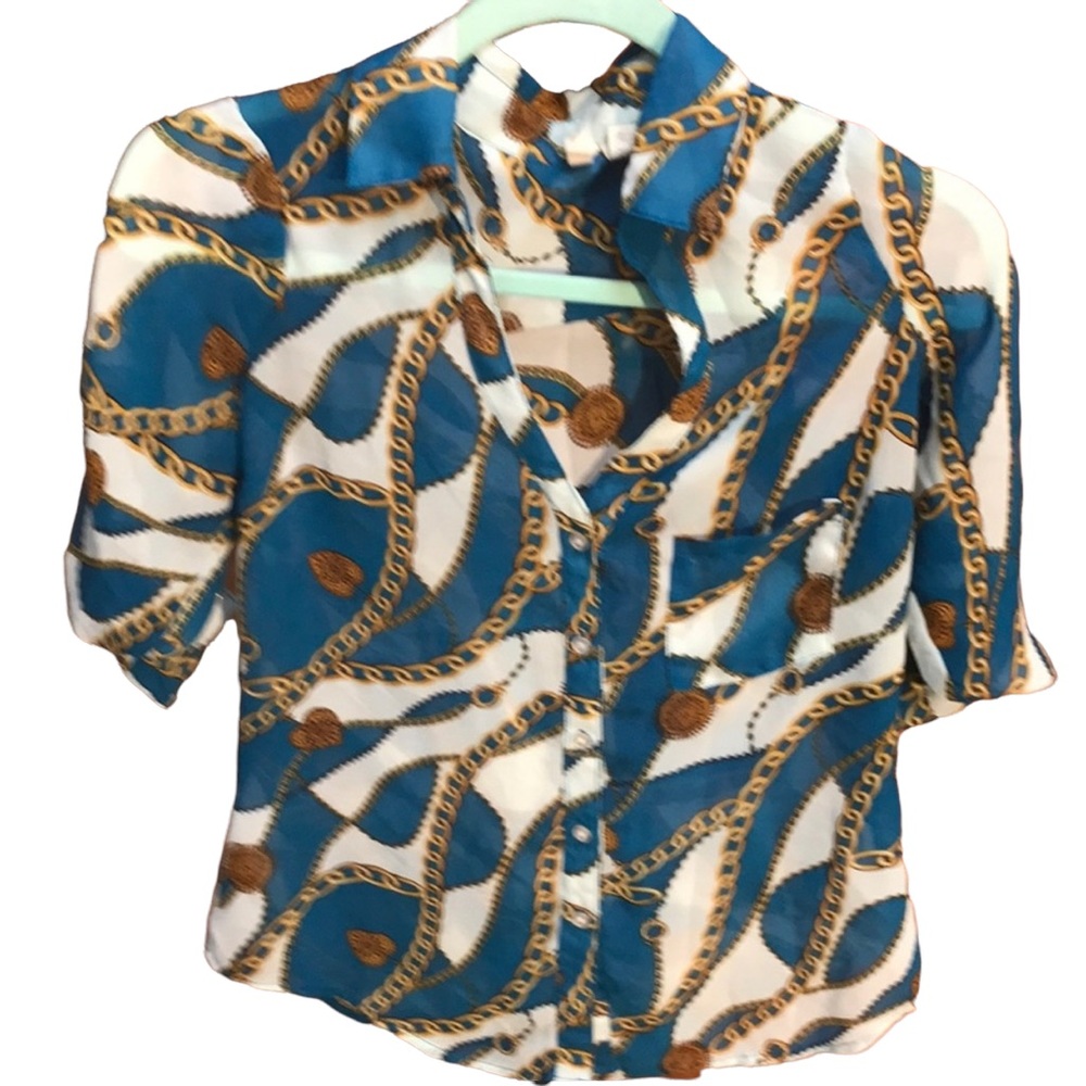 Red Camel Chain Print Blouse